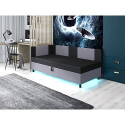 Axel LED – Schlafsofa mit Kopf- und Seitenteil und Bettkasten
