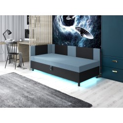 Axel LED – Schlafsofa mit Kopf- und Seitenteil und Bettkasten