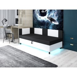 Axel LED – Schlafsofa mit Kopf- und Seitenteil und Bettkasten