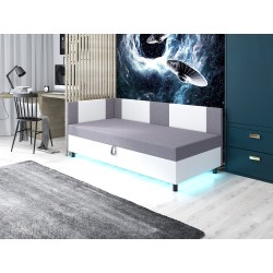 Axel LED – Schlafsofa mit Kopf- und Seitenteil und Bettkasten