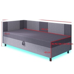 Axel LED – Schlafsofa mit Kopf- und Seitenteil und Bettkasten