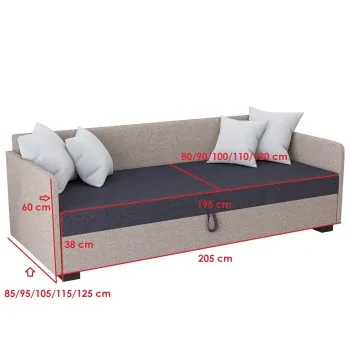 Einzelbett Mia+ Schlafsofa mit Stauraum + Kopfkissen gratis Einzelbett Mia+ Schlafsofa mit Stauraum + Kopfkissen gratis
