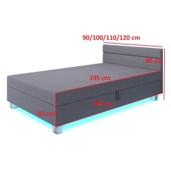 Matylda LED mit Kopfteil – Schlafsofa und Bett mit Bettkasten