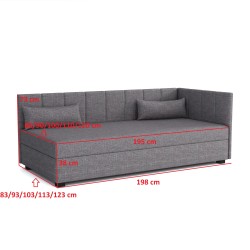 Adel – Schlafsofa mit Kopf- und Seitenteil und Bettkasten
