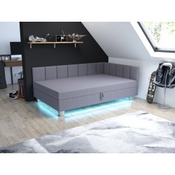 Marcela LED – Schlafsofa mit Kopf- und Seitenteil und Bettkasten