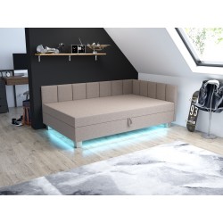 Marcela LED – Schlafsofa mit Kopf- und Seitenteil und Bettkasten