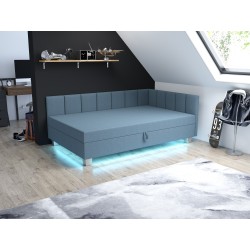 Marcela LED – Schlafsofa mit Kopf- und Seitenteil und Bettkasten