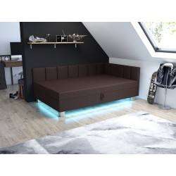 Marcela LED – Schlafsofa mit Kopf- und Seitenteil und Bettkasten