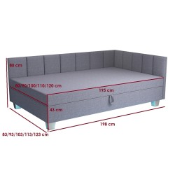 Marcela LED – Schlafsofa mit Kopf- und Seitenteil und Bettkasten