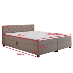 Princess 140x200 Goldbeige – Polsterbett mit Bettkasten
