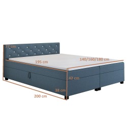Princess 140x200 Petrol – Polsterbett mit Bettkasten