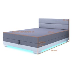 Torin 140x200 Grau – Polsterbett mit Bettkasten