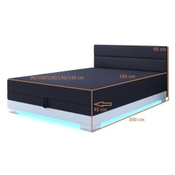 Torin 130x200 Graphit – Polsterbett mit Bettkasten