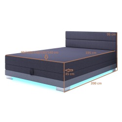 Torin 140x200 Dunkelgrau – Polsterbett mit Bettkasten