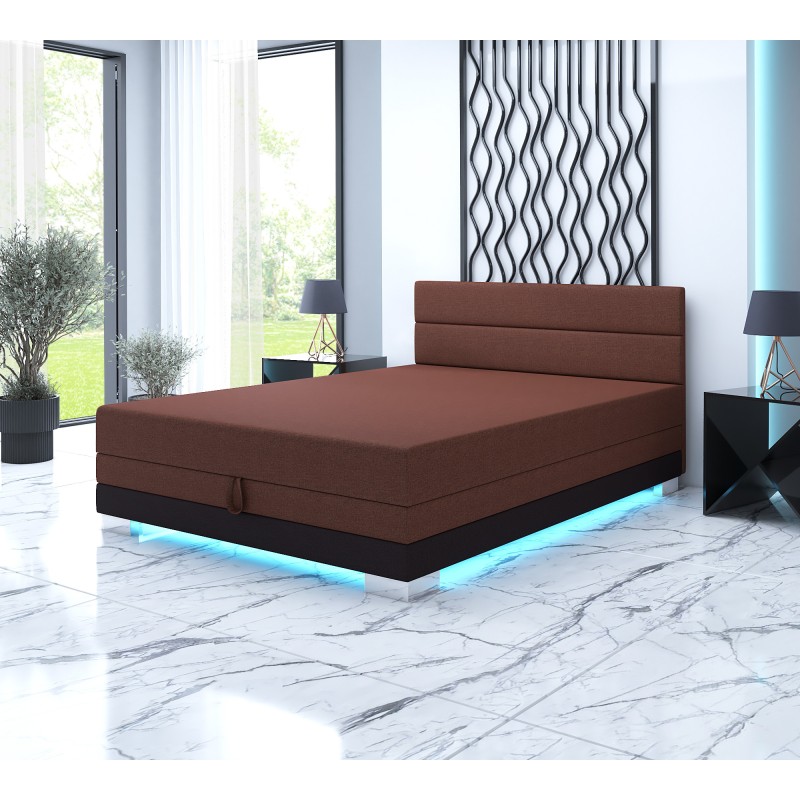 Torin 140x200 Rostbraun – Polsterbett mit Bettkasten