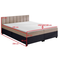 Leo 160x200 Beige-Graphit – Polsterbett mit Bettkasten
