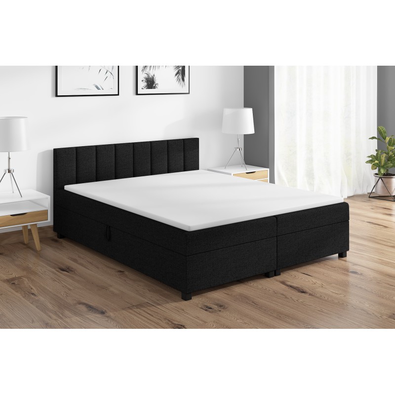 Leo 180x200 Schwarz – Polsterbett mit Bettkasten