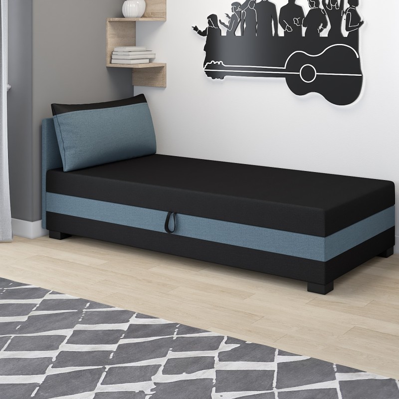 Ilia 110x200 mit Kopfteil und Kissen – Schlafsofa mit Bettkasten