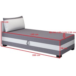 Ilia 80x200 mit Kopfteil und Kissen – Schlafsofa mit Bettkasten