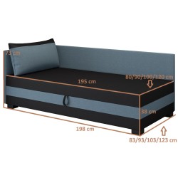 Ilia 110x200 – Schlafsofa mit Kopf- und Seitenteil und Bettkasten