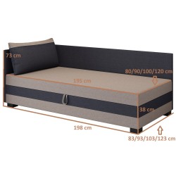 Ilia 120x200 – Schlafsofa mit Kopf- und Seitenteil und Bettkasten