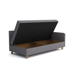 Mia Gold 80x195 – Schlafsofa mit Kopf- und Seitenteil und Bettkasten