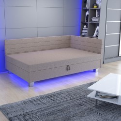 Mars LED – Schlafsofa mit Kopf- und Seitenteil und Bettkasten