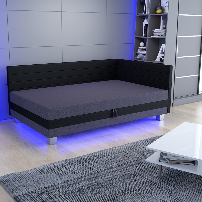 Mars LED – Schlafsofa mit Kopf- und Seitenteil und Bettkasten