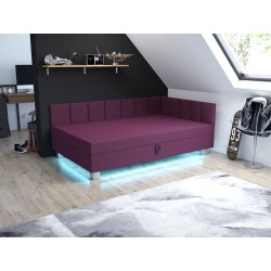 Marcela LED – Schlafsofa mit Kopf- und Seitenteil und Bettkasten