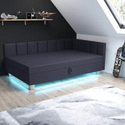 Marcela LED – Schlafsofa mit Kopf- und Seitenteil und Bettkasten