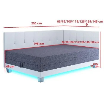 Kontinentales Schlafsofa mit Led-Beleuchtung Luiza+