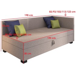 Bob – Schlafsofa mit Kopf- und Seitenteil und Bettkasten