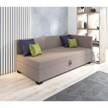 Bob+ Jugendbett, Einzelschlafsofa mit Bettzeugablage +Kissen gratis