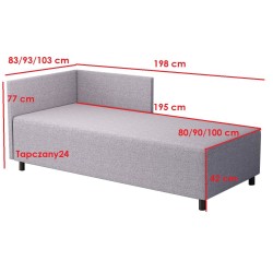 Ben 90x195 – Schlafsofa mit Kopf- und Seitenteil und Bettkasten
