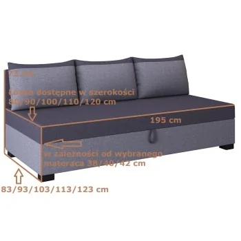 Couch mit Rückenlehne und Kissen Uma Einzelbett mit Bettzeugcontainer Couch mit Rückenlehne und Kissen Uma Einzelbett mit Bettzeugcontainer