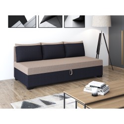 Uma mit Seitenteil – Schlafsofa und Bett mit Bettkasten
