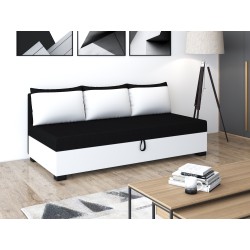 Uma mit Seitenteil – Schlafsofa und Bett mit Bettkasten
