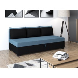 Uma mit Seitenteil – Schlafsofa und Bett mit Bettkasten