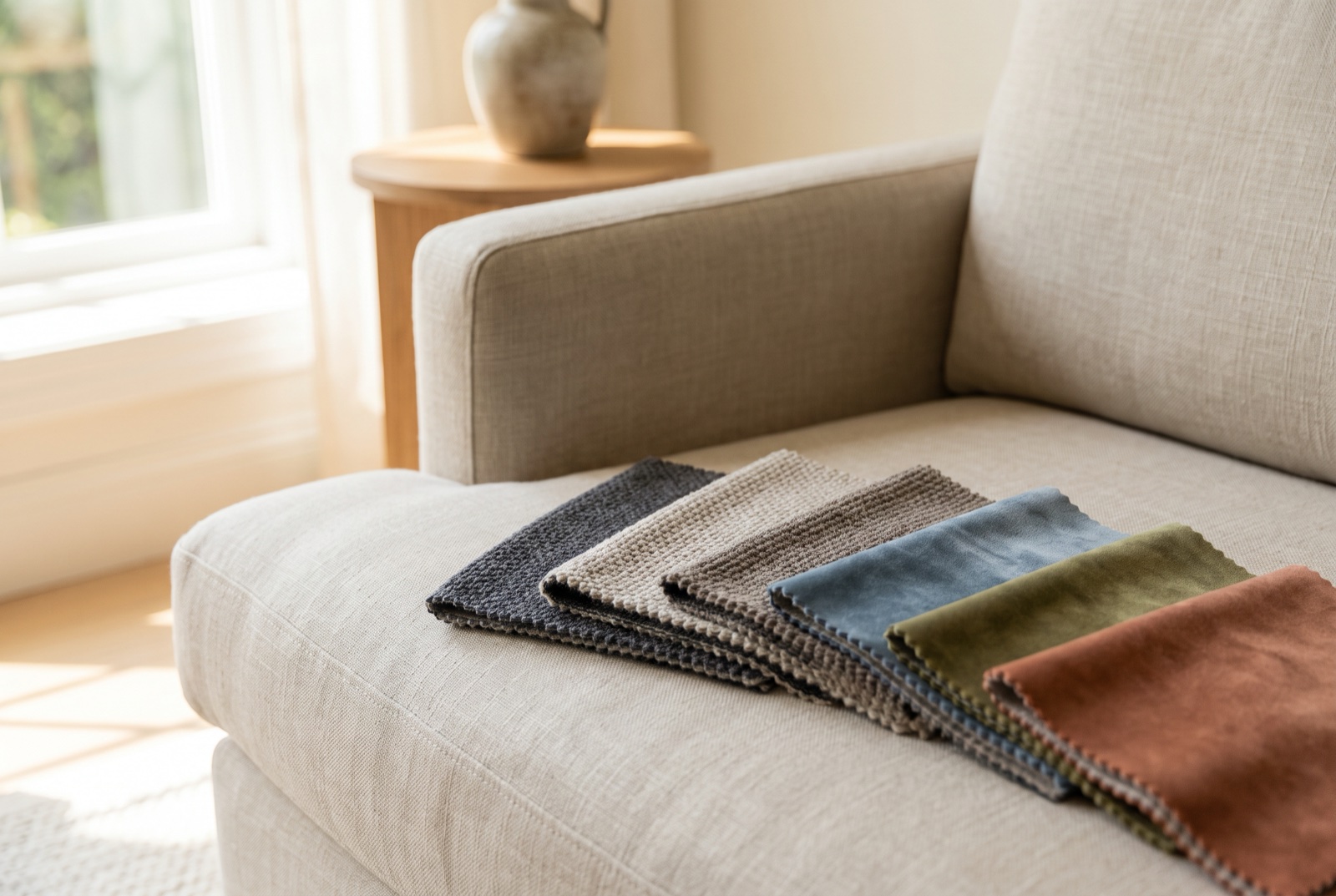 Welcher Bezugsstoff fürs Sofa? Strickstoff und Samt im Vergleich