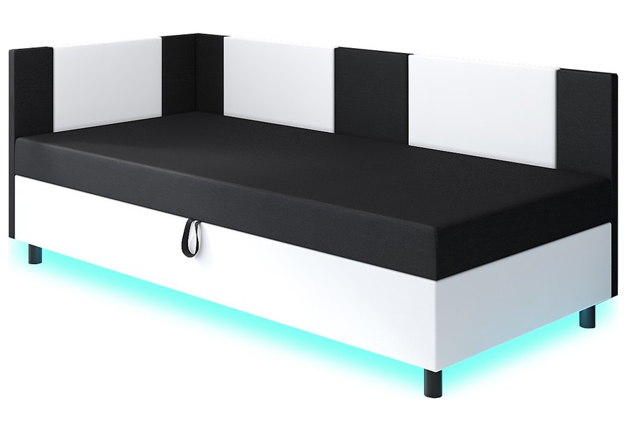 LED-Band unter dem Rahmen — Axel LED – Paneele im Winkel, Bettkasten und LED-Band unter dem Rahmen