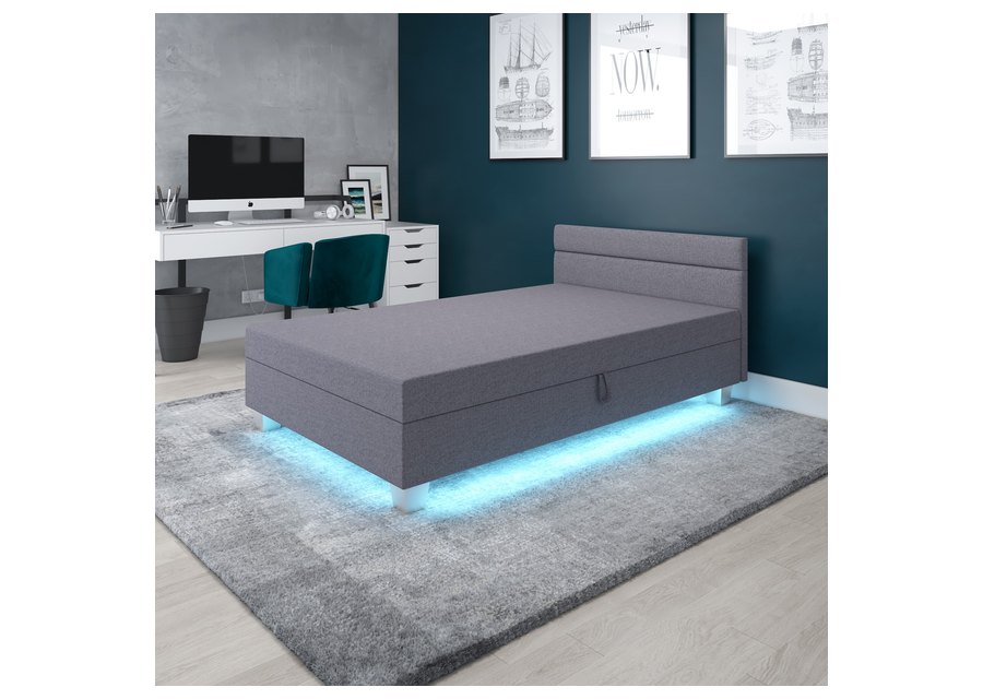 Matylda LED mit Kopfteil – Polsterliege mit Paneel und Licht unter dem Rahmen