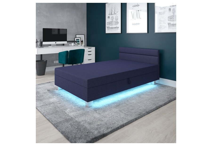 LED-Band unter dem Rahmen — Matylda LED mit Kopfteil – Polsterliege mit Paneel und Licht unter dem Rahmen
