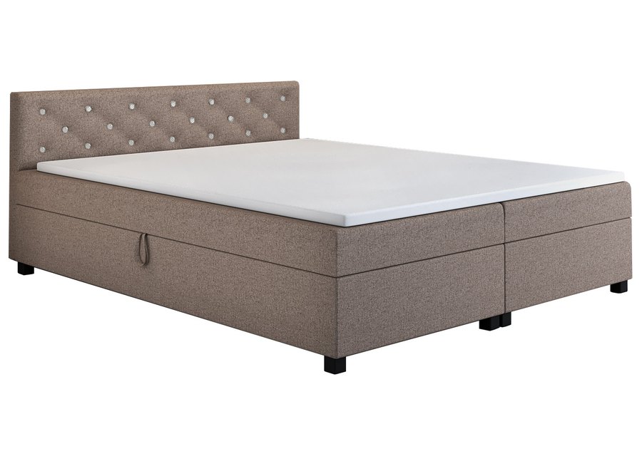 Princess 140x200 Goldbeige – Doppelbett mit Bettkasten und Kristallen im Kopfteil