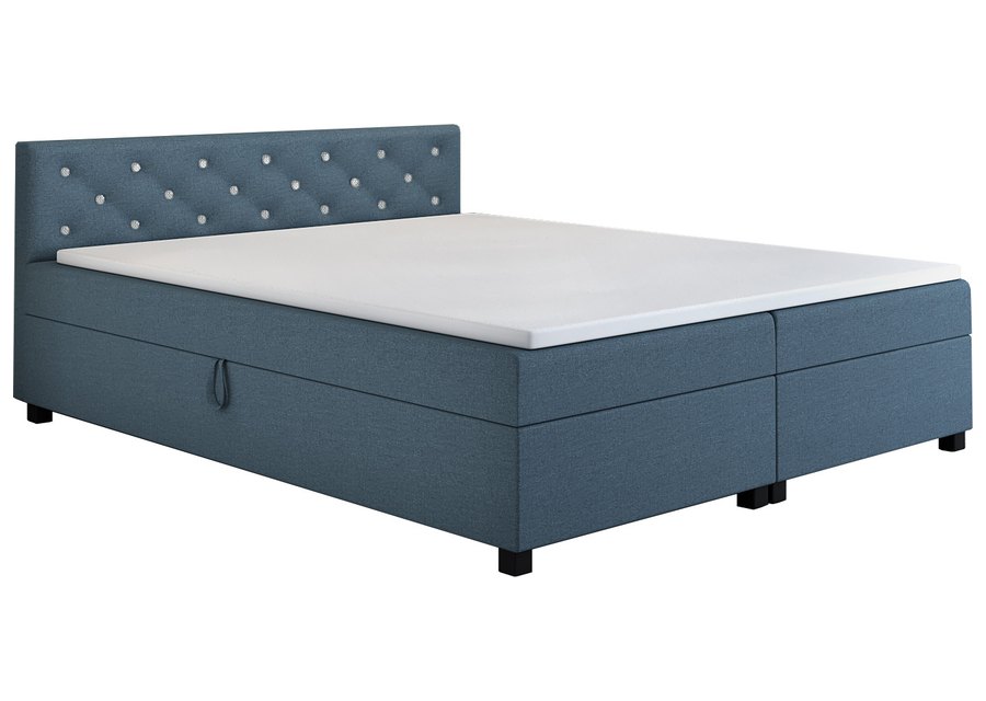Princess 140x200 Petrol – Doppelbett mit Bettkasten und Kristallen im Kopfteil