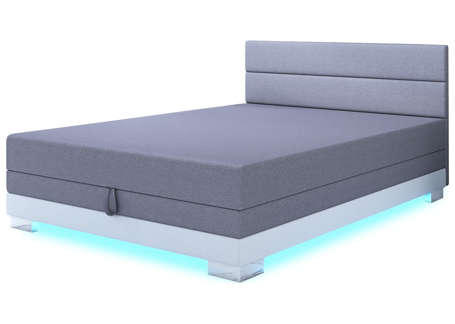 Torin 140x200 Grau – Kontinentalbett mit LED-Band und Bettkasten