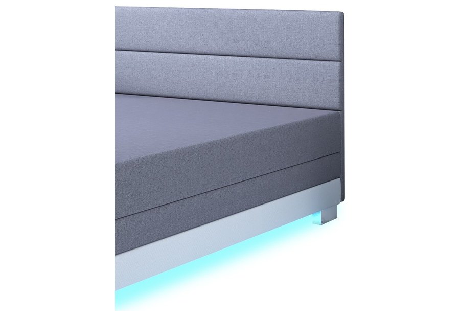 LED-Band unter dem Rahmen — Torin 140x200 Grau – Kontinentalbett mit LED-Band und Bettkasten