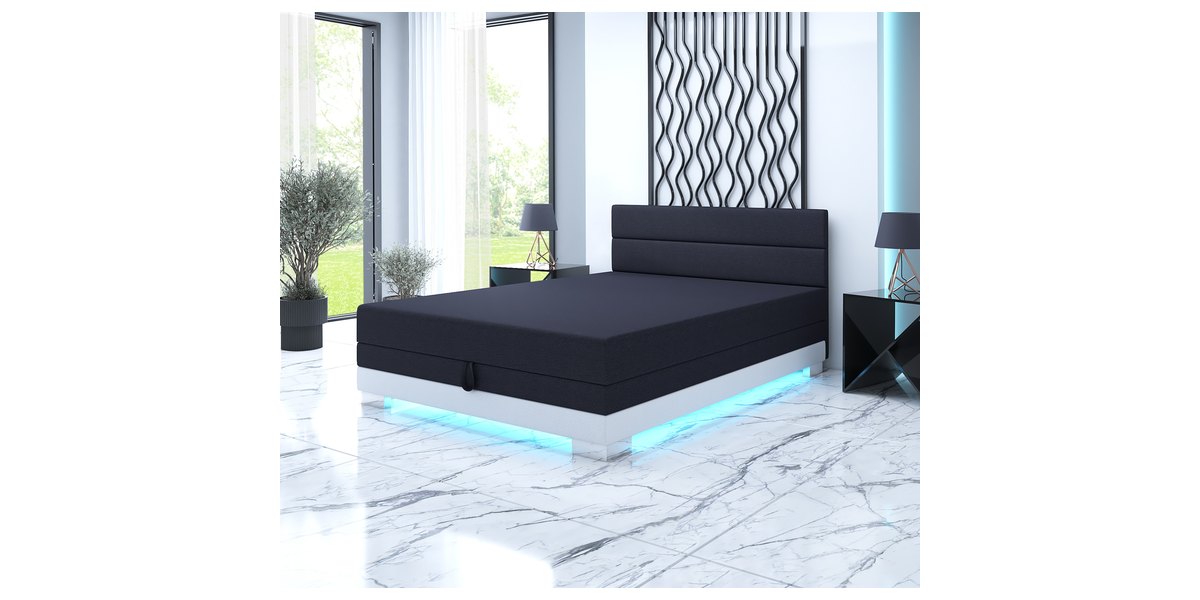 Torin 130x200 Graphit im Schlafzimmer, LED-Band eingeschaltet