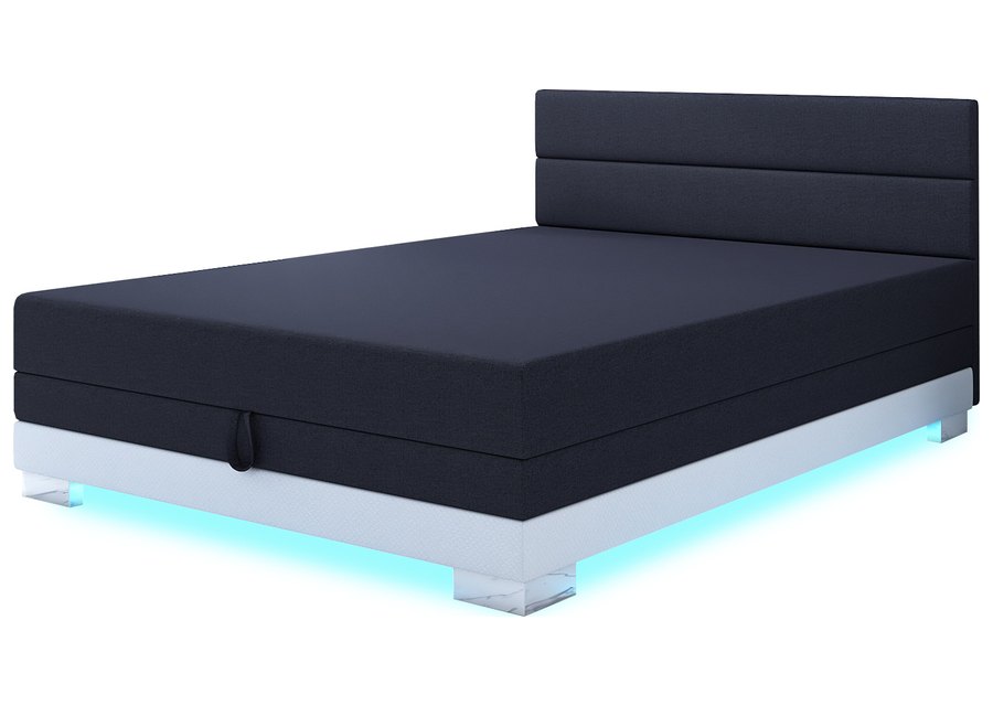 Torin 130x200 Graphit – Kontinentalbett mit LED-Band und Bettkasten
