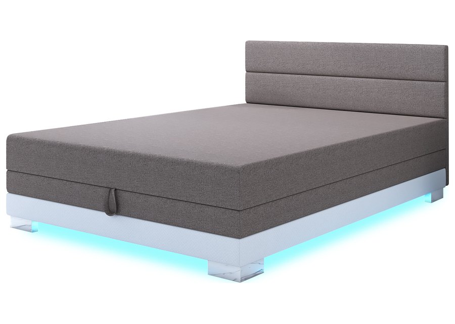 Torin 140x200 Goldbeige – Kontinentalbett mit LED-Band und Bettkasten