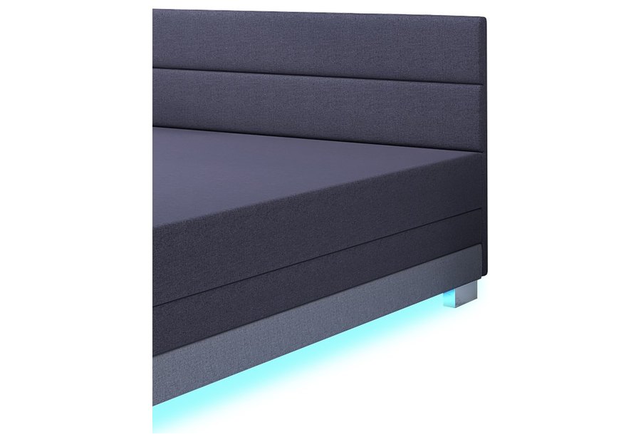 LED-Band unter dem Rahmen — Torin 140x200 Dunkelgrau – Kontinentalbett mit LED-Band und Bettkasten